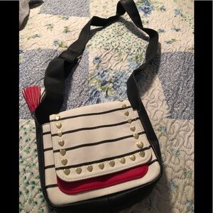 Betsey Johnson mini saddle bag with hearts - NWT